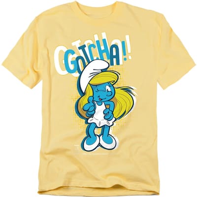 De Smurfen Unisex Volwassene Gotcha! Smurfin T-shirt XL banaan gele kleur