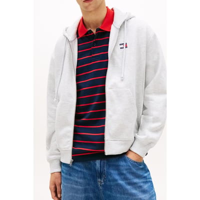 Tommy Hilfiger 90s Badge Zip-thru Hoodie Ice Grey Heather Größe: L | Leichte Jacken Outlet | Herren | Grau