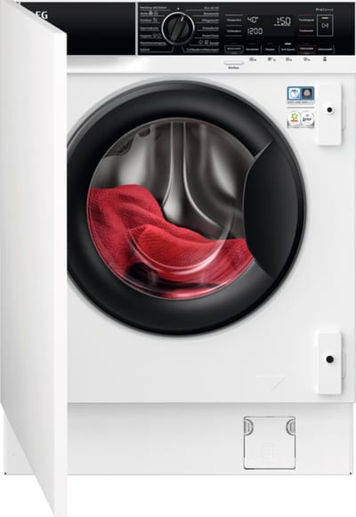 AEG Series 8000 LWR8WI7680, Voorlader, Ingebouwd, Wit, Links, Zwart, Knoppen, Draaiknop
