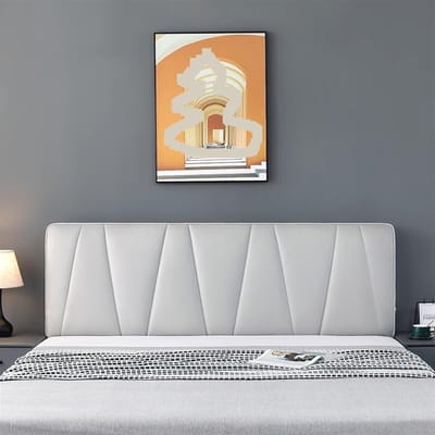 Hoofdbordhoes voor bed, zachte en dikke bescherming, all-inclusive nachtkastje cover - lichtgrijs, B120 x H65 cm