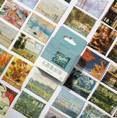 Famous Painting Stamps | Beroemde Schilderijen Postzegels | Set van 45 - Planner Agenda Stickers - Scrapbookdecoraties - Geschikt voor Volwassenen en Kinderen