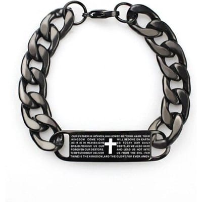 Armbanden Mannen 'S Minimalistische Titanium Staal Armband Bijbel Kruis Armband Roestvrij Staal Tide Mannen 'S Hand 18cm zwart