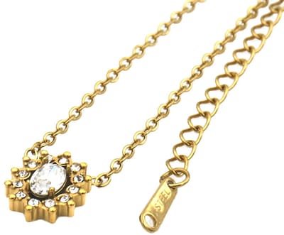Ketting – RVS – kristallen – 40-45 cm goudkleurig