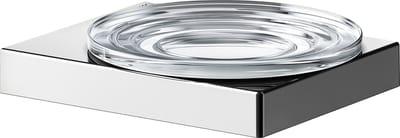 KEUCO zeepschaal van metaal chroom glanzend, transparant kristalglas, voor badkamer douche keuken, wandmontage, zeepschaal, zeephouder, Edition 90 Square