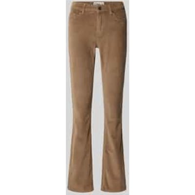 Only bruine dames broek   Flared fit   5-Pocket zakken   Rib patroon   Knoop- en ritssluiting   Regular waist Bruin 38/30