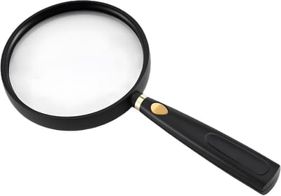 Vergrootglas - Handloep - 5x loep - Diameter 90 mm - Anti-reflectie - Sterk en onbreekbaar - Antislip handvat - Loep voor ouderen die kranten lezen en hobbyobservatie voor kinderen - Zwart