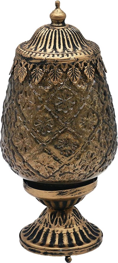 Clayre & Eef LED Lantaarn Ø 8x19 cm Bruin Glas