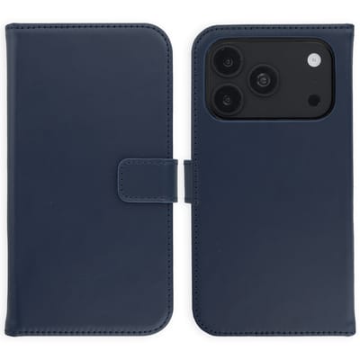 Selencia Hoesje - Geschikt voor Apple iPhone 18 Pro Max / 17 Pro Max - Echt Lederen Bookcase - Blauw