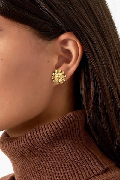 Stainless steel madelief bloem knopjes oorbellen voor dames