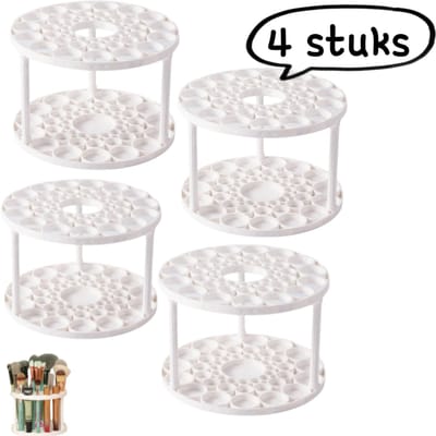4-delig - Cosmetica displayrek - Bureaublad cosmetica plank/make-up kwast organizer - 45-gaats multifunctionele make-up kwast/wenkbrauwpotlood - Wit