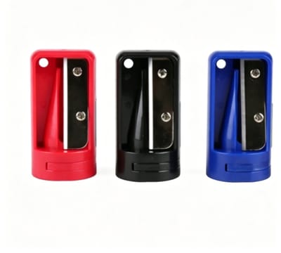 Crrynuo 3 Stuks Dubbel Puntenslijpers - Rood/Blauw/Zwart - Met Opvangbakje - Voor Potloden & Kleurpotloden - Veilig & Draagbaar