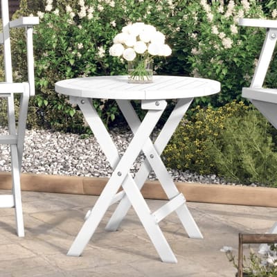 Houten Tuintafel - Balkontafel - Buiten Ontspannen - Inklapbaar - Diameter 46 cm - Wit