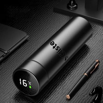 Cliste Thermosfles met LED temperatuur Display met doosverpakking - 500ML - Zwart - Thermosbeker - Isoleerfles voor Koffie - Dubbelwandige - thermoskan - Perfect voor cadeau