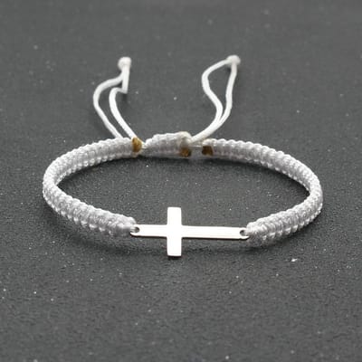 Bracelet polyvalent en acier inoxydable, croix de personnalité créative, tissé à la main, chaîne colorée réglable, pour Couple gray