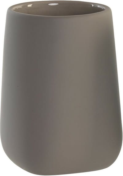 Items - Tandenborstelhouder / drinkbeker - kunststeen - taupe - 11 cm -badkamer accessoires