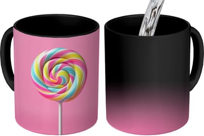 Magische Mok - Foto op Warmte Mokken - Koffiemok - Lolly - Roze - Snoep - Zoet - Magic Mok - Beker - 350 ML - Theemok