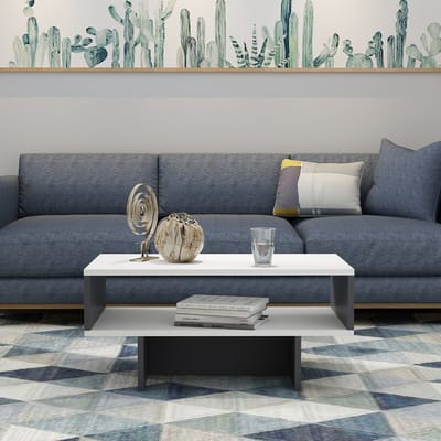 Salontafel Mjölby 36,4x80x45 cm wit en antraciet