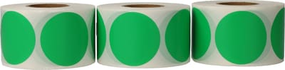 3x 500 Etiketten Rond Groen Stickers 35 mm op Rol - Label Blanco Stickers Gekleurd - Sluitzegels - Dappaz