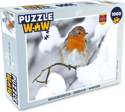 Puzzel Roodborstje - Sneeuw - Winter - Legpuzzel - Puzzel 1000 stukjes volwassenen