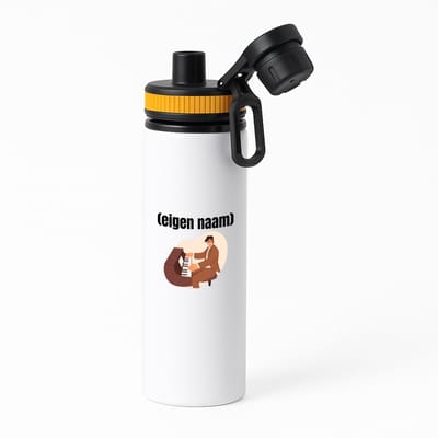 Hacebo® - piano man met eigen naam waterfles met draaidop oranje - Piano - muziek liefhebbers - iemand die houdt van piano spelen - verjaardag - cadeau - kado - water fles - 850ML