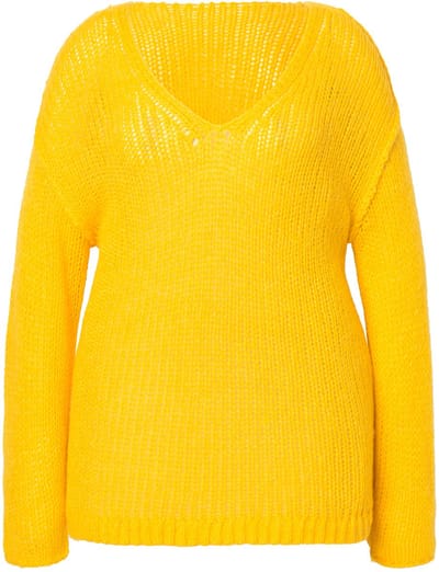Angel of Style - Dames - Trui oversized ballonmouw V-hals - Zonnig geel - Maat 46