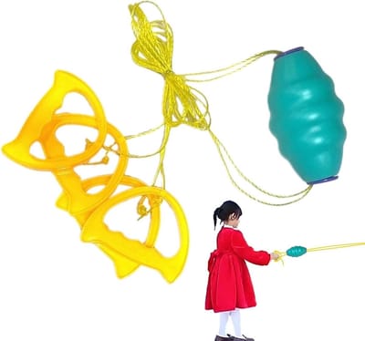 Trekbal met touw - Schuifbal spel - Buiten spelen - Bevordert teamwerk - 23 cm - Blauw