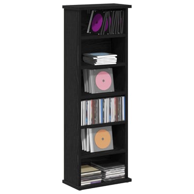 vidaXL - CD - Kast - Zwart - eiken - 60 - x - 17 - x - 92 - cm - Bewerkt - hout