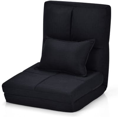 Slaapstoel - Uitklapbaar - Slaapbank - Logeerbed - Zetelbed - Slaapfauteuil - Vouwbed - 1 persoons - Zeer comfortabel - Zwart