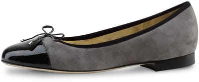 Werner Kern Mila Ballerina schoenen dames - Klassieke Ballerina's - Grijs suede en zwart lakleer - Instappers - Damesschoenen - Ballet flats - Werner Kern Ballerinas - Zwart/grijs - 42