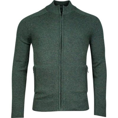 Baileys Vest Lambswool Cardigan Zip Single Knit Donker Groen / male