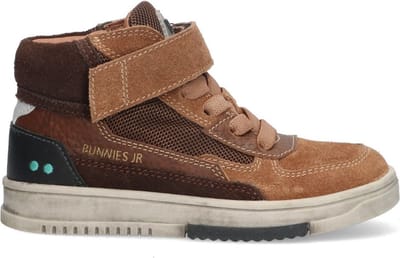 BunniesJR 224834-414 Jongens Hoge Sneakers - Bruin - Leer - Veters