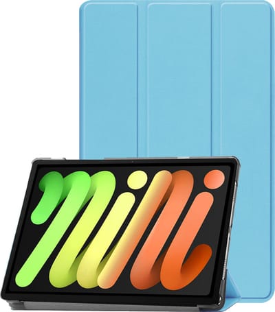 Hoesje - Geschikt voor Apple iPad Mini 7 (2024) - 8.3 inch - 7e Generatie - Dun & Stevig - Trifold Bookcase - Hard Cover - Hardcover Book Case - Tablet Hoes - Lichtblauw