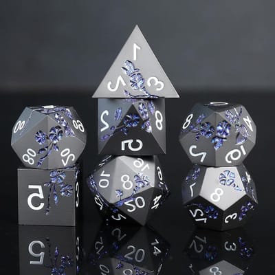 Elifel Metal DND Dobbelstenen Set 7 D4, D6, D8, D10, D12, D20, D%, Polyedrische Metaal D&D-Dobbelstenen voor Dungeons and Dragons Pathfinder Rollenspellen Bordspellen RPG MTG