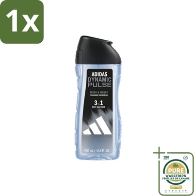1 x Adidas – Douchegel 3-in-1 – Dynamic Pulse – 250 ml- Adidas Dynamic Pulse - Douchegel - Sportieve Geur - Pepermunt - Energie