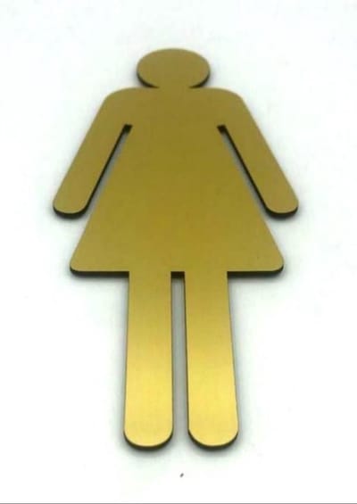 Deurbordje Symbool dames toilet - 15 x 6,5 cm (incl. dubbelzijdige tape) - goud