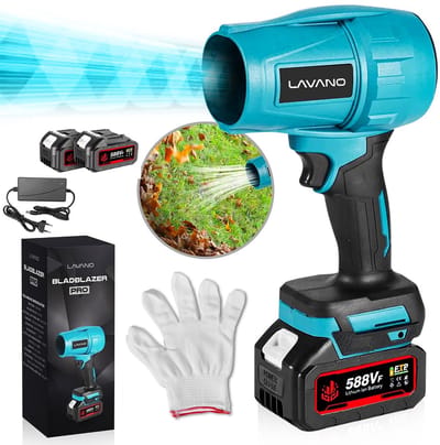 Lavano Accu Bladblazer – Krachtige Bladblazers voor Tuin & Oprit – met 2x Lithium accu, Snellader en Snoerloos - Bladblazers met Accu - Luchtblazers