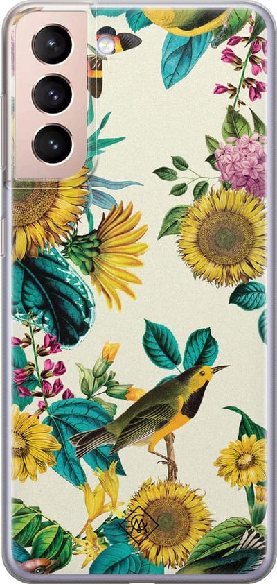 Casimoda® hoesje - Geschikt voor Samsung S21 Plus - Zonnebloemen / Bloemen - Backcover - Siliconen/TPU - Geel