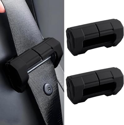 2 stuks autoveiligheidsgordel-gespafdekkingen, krasbestendige siliconen veiligheidsgordelclips voor bestelwagen, vrachtwagen, SUV, beschermhoes tegen slijtage, robuuste autoaccessoires (zwart)