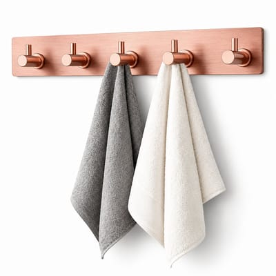 BOTC Handdoekhouder RVS - Handdoekhaakjes 5 in 1 RVS Zelfklevend - Rechthoekig Handdoek Haakjes - Roségoud