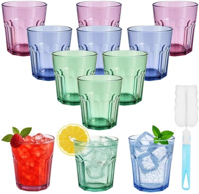 Cosensi - Plastic Cups - Herbruikbaar - Ideaal voor Feesten - Kleurenset - Geschikt voor Binnen en Buiten - 12 Stuks