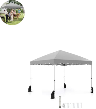 Partytent opvouwbaar - Paviljoen - 3x3 - Easy up - Waterdicht - met Zijwanden - Weerbestendig - Grijs