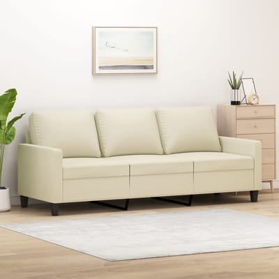 vidaXL - Driezitsbank - 180 - cm - kunstleer - crèmekleurig