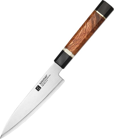 Professioneel Officemes van Japans Hitachi ZDP189 Powdered Steel | Achthoekig handvat van Padouk hout en zwart G10 | F5 Zhen Series