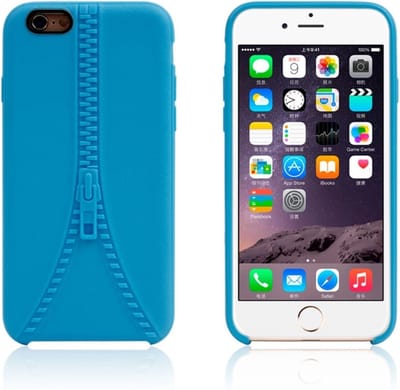 Peachy Stevig hoesje met imitatie rits geschikt voor iPhone 6 6s Blauwe silicone case