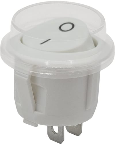 ProRide Wipschakelaar ON/OFF KCD2-202 - met Beschermkapje - 2-pins - Rond ⌀20mm - 250V/6A - Wit