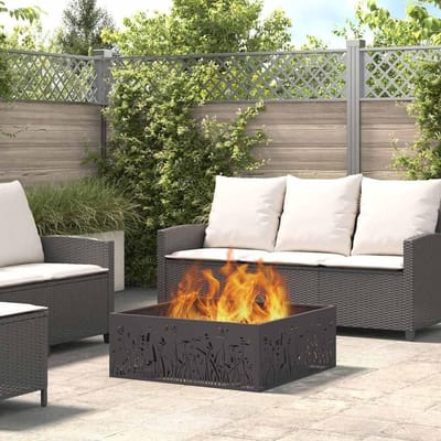 Vuurschaal - Buitenhaard Tuin - Terras Verwarming - Roestbestendig Staal - 80 x 80 cm - Zwart