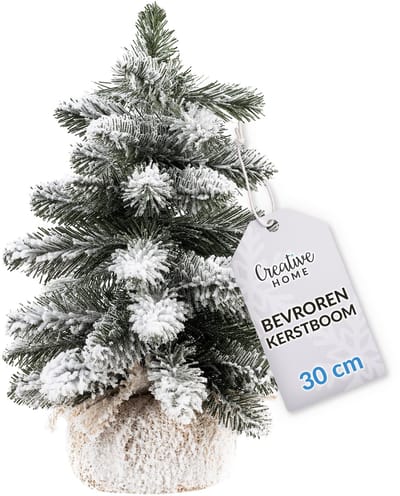 Creative Home Kunstmatige Kerstboom met Sneeuw | Kunstmatige Kerstboom | 30 cm | Decoratieve Kerstboom Klein voor Tafelvensterbank Kantoor | Binnen, Buiten | Cadeau Decoratie Kerstversiering