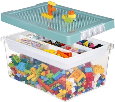Dailygoody - Opbergbakken voor speelgoed - Stapelbare organizerbox - Groen - Speelgoedkisten met deksel - Perfect voor knutselbenodigdheden - Voor kin
