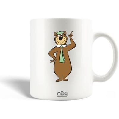 Mug en Céramique - Yogi l'ours - 30cl - Blanc - Compatible lave-vaisselle - Rond