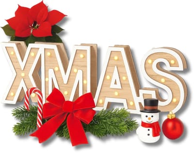 Lomera Houten Letters XMAS - Kerst Decoratie - Warm Witte LED - Sfeervolle Decoratie - Vensterbank Decoratie - Schoorsteenmantel Decoratie - Kast Decoratie - Kerstdecoratie - Kerstversiering - Houten Kerstdecoratie - LED Verlichting